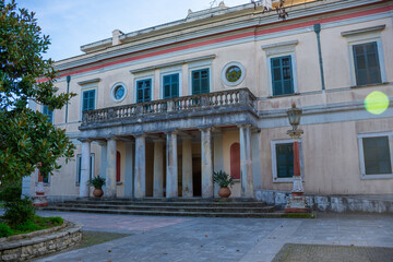 Neoclassical Mon Repos villa on the Greek island of Corfu, birthplace of Prince Phillip, duke of...