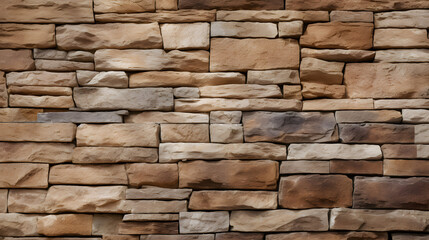 stone wall texture, natural beige brown brick. Generative AI.
