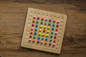 Multi-colored wooden target