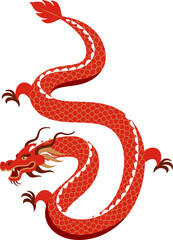 Chinese New Year 2024 - Year of the Dragon, Chinese zodiac symbol, Lunar new year red dragon concept.