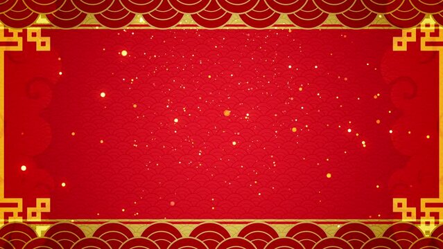Chinese New Year background pattern with golden ornament present for holiday celebration greeting card video.