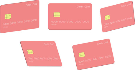 3D icon vector of a credit card, This versatile illustration offers five perfective angles, Ideal for projects related to finance, banking, and digital transactions.