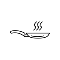 Frying pan vector icon. Cooking fry pan in black and white color. Suitable for apps and websites UI designs.