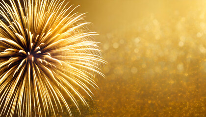 Close up of a gold fireworks with place for text.