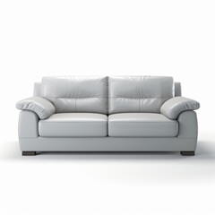 Fototapeta premium Contemporary gray leather sofa on white background.