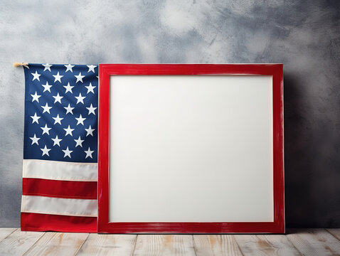 A blackboard with a picture of the american flag on it