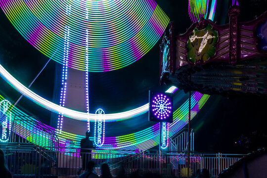 Colorful lighting in theme park