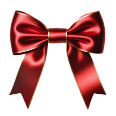 Red bow isolated on transparent or white background