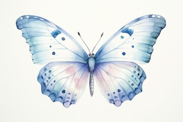 Watercolor illustration of a colorful butterfly isolated on white background. AI generative