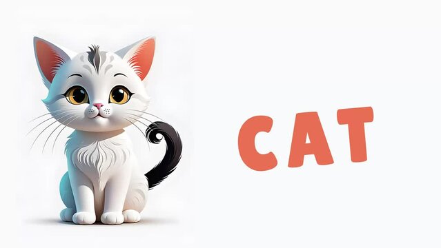 Video Easy Animated animals Cat for kids learning, Fun learning for kids, 4K Quality