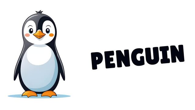 Video Easy Animated animals Penguin or kids learning, Fun learning for kids, 4K Quality