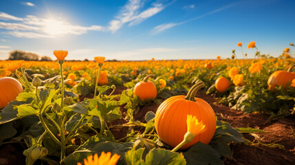 a pumpkin field, AI Generative.