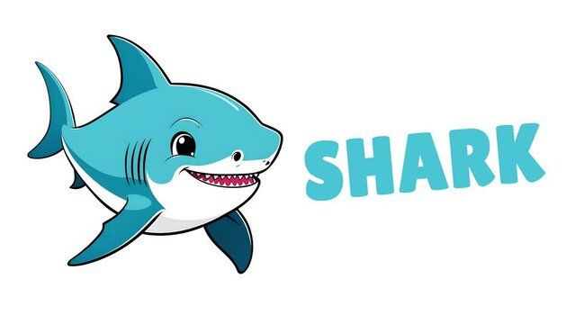 Video Easy Animated animals Shark for kids learning, Fun learning for kids, 4K Quality