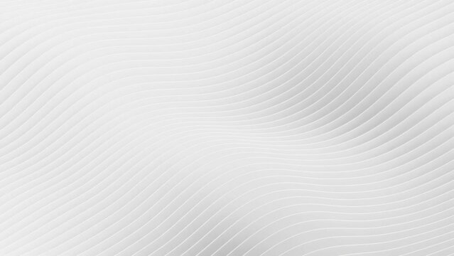 Abstract white 3d wavy stripes and lines background, 4k loop