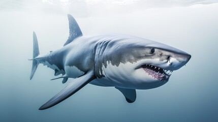 Underwater Encounter: Great White Shark in Natural Habitat