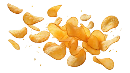 Foto op Plexiglas Flying potato chips, isolated on white background, png  © MartaKlos