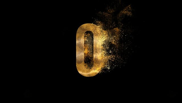 Golden number 0 from particles, numbering, zero, golden numbers, alpha channel
