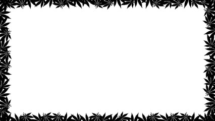 Cannabis leaves illustration frame on transparent background. Marijuana leaf clip art design template blank. Cannabis leaf art