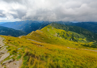 Fototapeta premium Mountains landscape panorama to the top of Kasprowy Wierch Poland