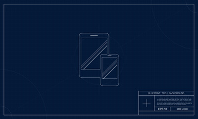 Sleek blueprint-style mobile device illustration background, making it ideal for projects related to smartphones, mobile apps, and cutting-edge design.