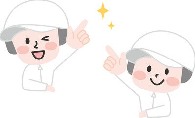 指差しする白衣スタッフたち