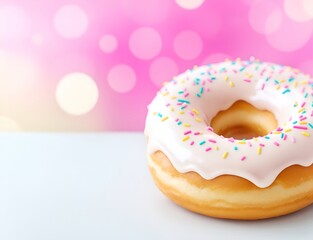 Sweet donut, blurred background. AI generated illustration