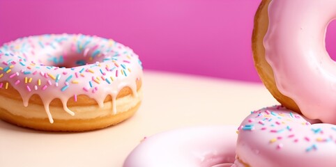 Obraz na płótnie Canvas Sweet donut, blurred background. AI generated illustration