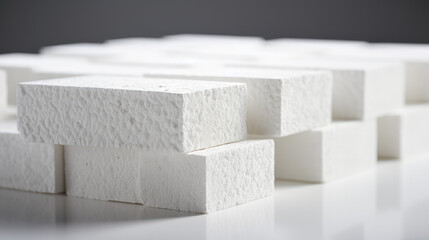 Close-up of classic white bricks for building construction and cladding the facade of a building. Wallpaper for construction store, background for banner.