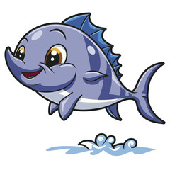 Cute little marlin icon cartoon giving thumb up 