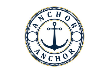 Logo badge classic anchor nautical rounded shape frame template.