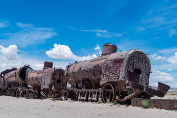 Train graveyard in the bolivian altiplano