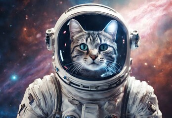 A cat in a spacesuit exploring the galaxy