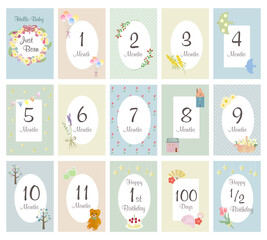 赤ちゃんの成長記録：北欧風マンスリーカード,月齢フォトに添える可愛いカード