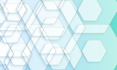 Abstract seamless blue hexagon pattern background. 