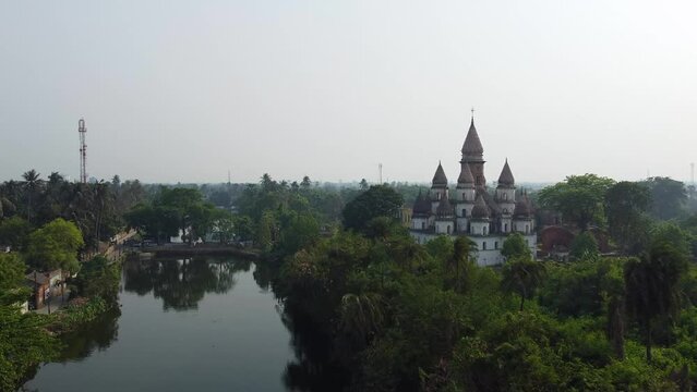 Hangseshwari Temple Complex in Hooghly district, famous for its 13 lotus shaped ratnas or towers and terracotta art work in the adjacent Ananta Basudeba Temple