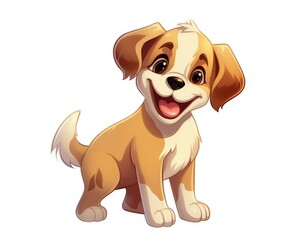 Playful Tan and White Puppy Cartoon
