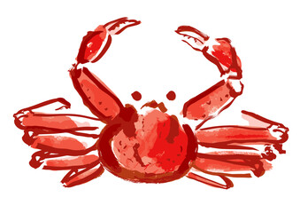 ズワイガニ和風手描きイラスト