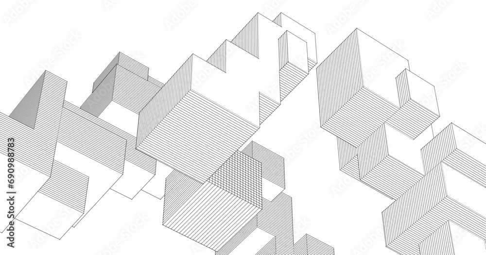 Poster abstract modular architecture 3d rendering	
