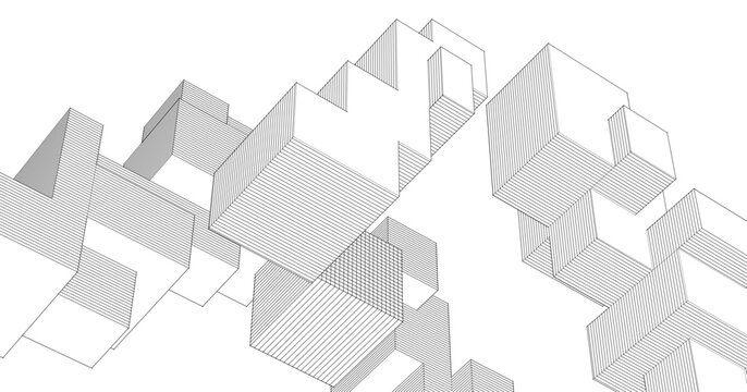 Fototapeta abstract modular architecture 3d rendering  