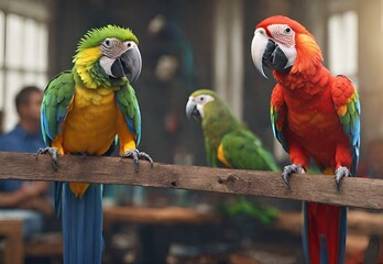 A parrot hosting a talk show for other birds