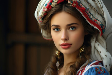 Beautiful French woman in a national headdress