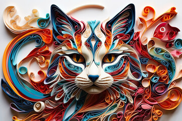 Whimsical illustration of the cat. 