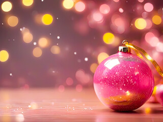 Colorful vibrant background with colorful Christmas balls. Abstract festive backdrop.