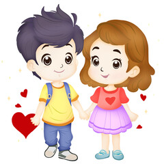 Girls and boys show their love on Valentine's Day.