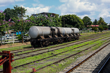 Fototapeta na wymiar Special train used for petroleum and fuel .