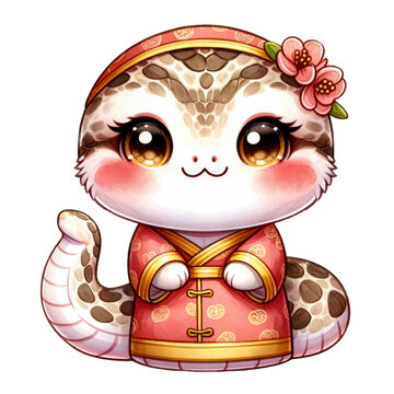 Watercolor Cute Snake Chinese Zodiac