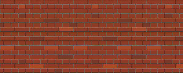 The seamless pattern of the red brick wall is presented in a horizontal orientation, vector illustration EPS10.