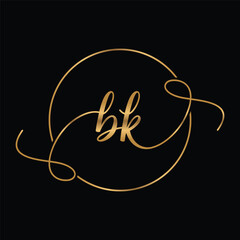 BK Golden Initial Handwriting Minimalist Logo Design
