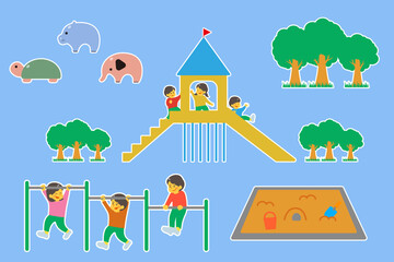 Obraz premium 公園で遊ぶ子供たち