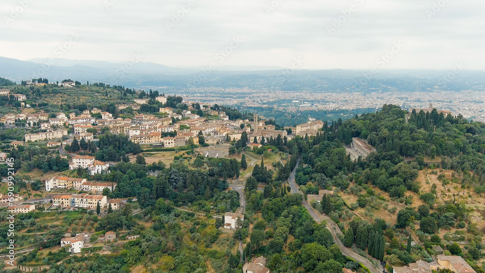 Wall mural florence, italy. fiesole is a city in the tuscany region, in the province of florence. the city of f